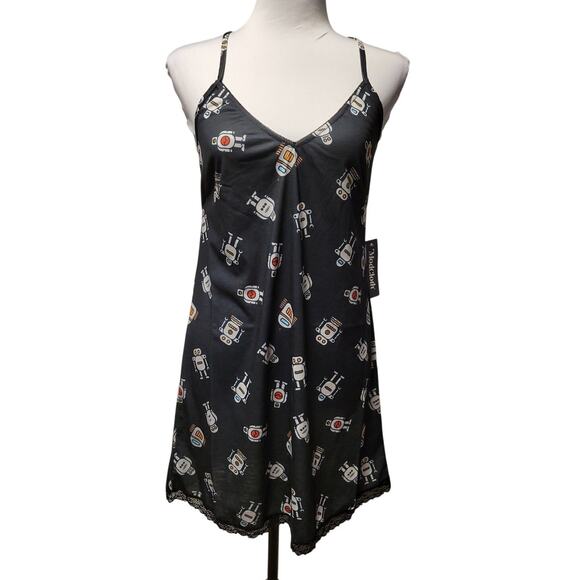NWT Robot Novelty Print Slip Dress or Nightgown Whimsey Sold at ModCloth‎ Size L - Picture 1 of 9